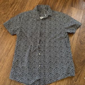 SLATE & STONE Mens Medium Hawaiian Shirt Button Up Short Sleeve Floral Slim